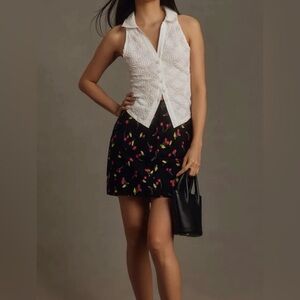 NEW 🆕Maeve by Anthropology mini skirt with cherry print on black background, XS.